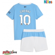 Camiseta Manchester City Rayan Cherki #10 Primera Equipación para niños 2025-26 manga corta (+ pantalones cortos)